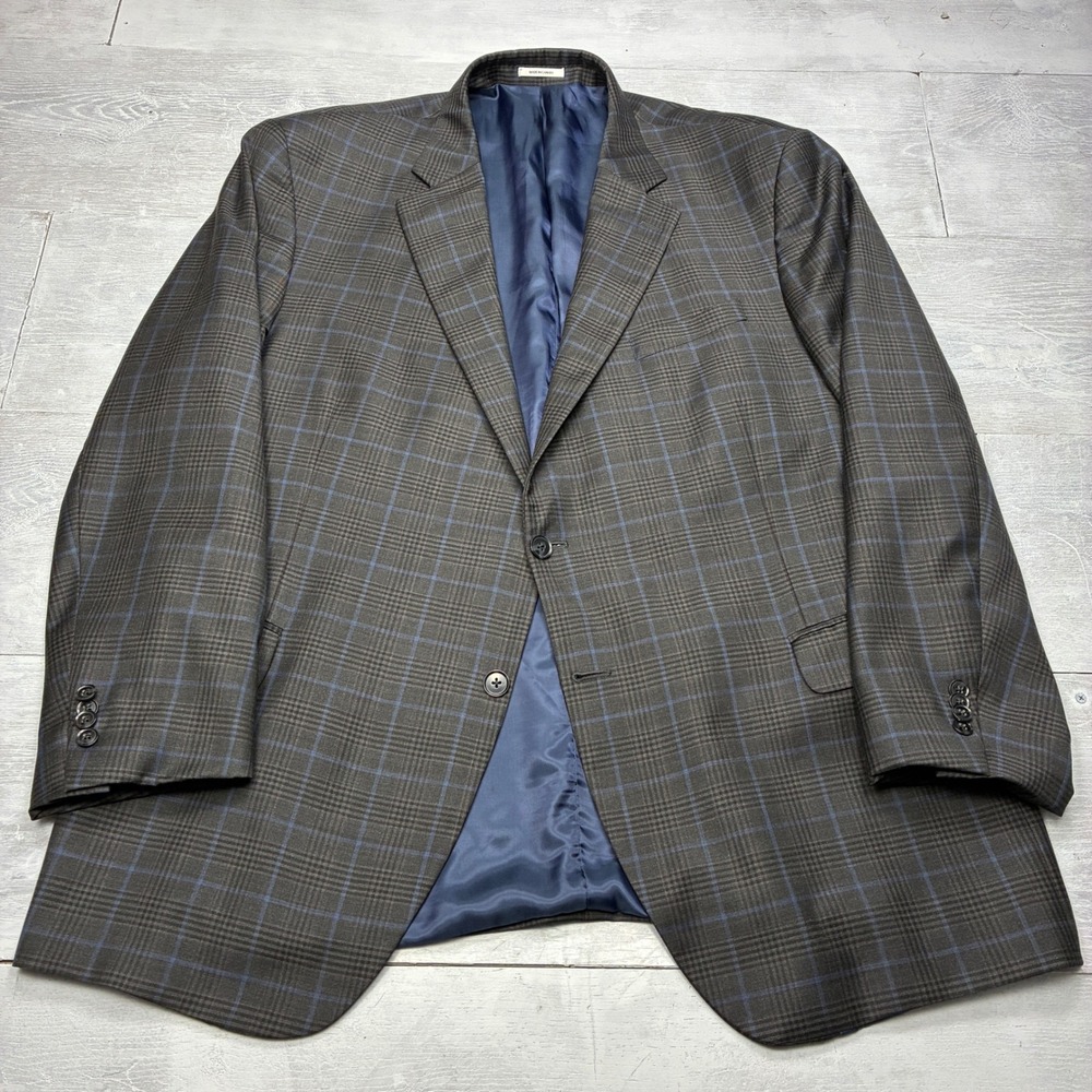 Peter Millar Blazer Mens 50T Brown Blue Glen Plaid 100% Wool Sport Coat Canada